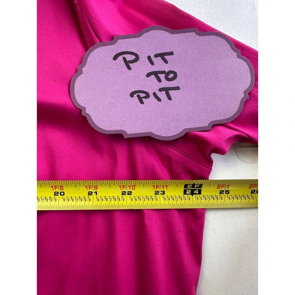 Talbots Fuchsia Pink Blouse 20W Button Up Layered Collar Cotton Stretch Academia